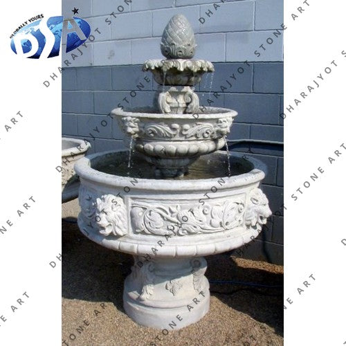 Garden Stone Marble Water Pool Fountain Lion Sculpture