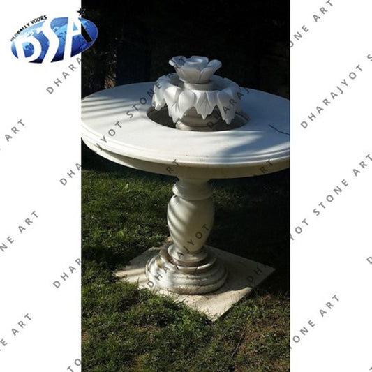Garden Outdoor White Marble Stone Water Fountain