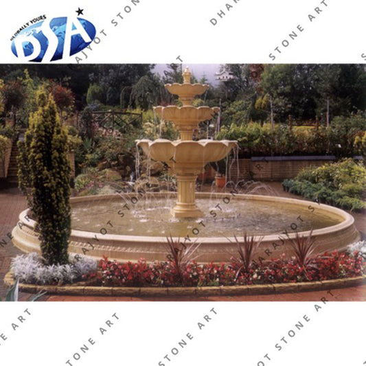 Outdoor Decoration Natural Stone Carving Three Tier Garden Fountain