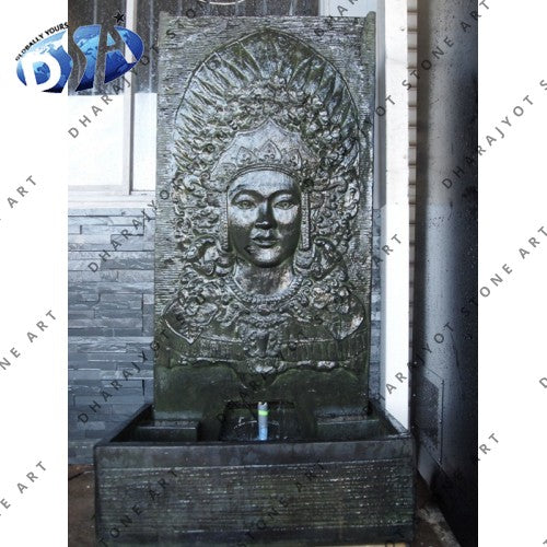 Brown Black Slate Buddha Water Fountain