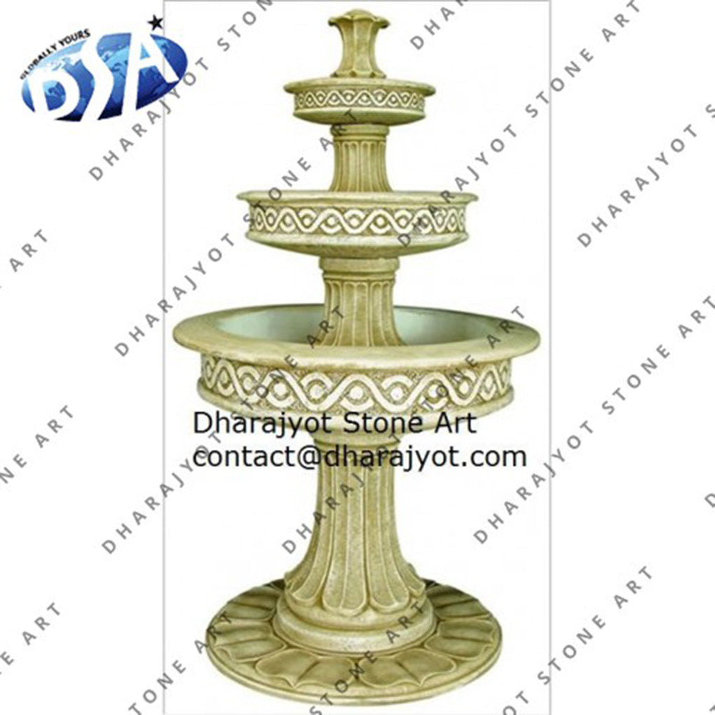 Brown & Off Whit Stone 3 Tier Garden Water Fountain