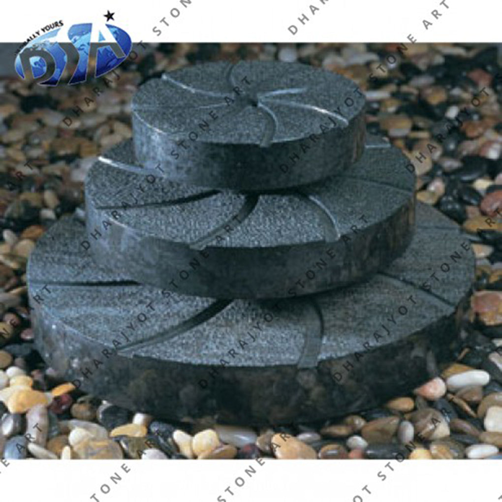 Natural Black Stone Garden Spiral Water Fountain