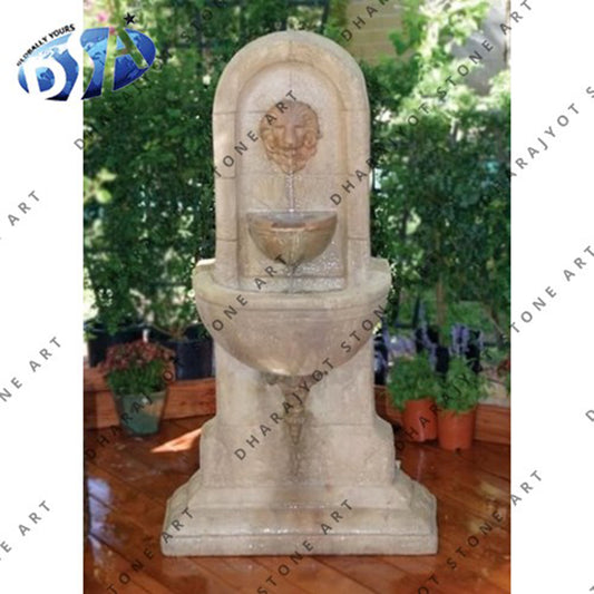 Lion Head Decorative Stone Carving Water Fountain