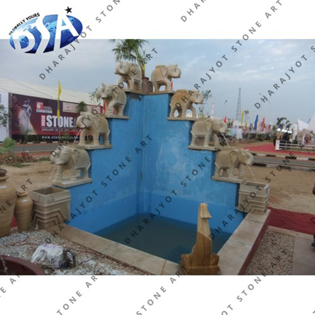 Natural Italian Marble Elephant Water Fountain