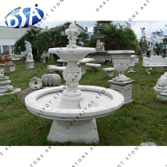 White Semi Carved Fountain