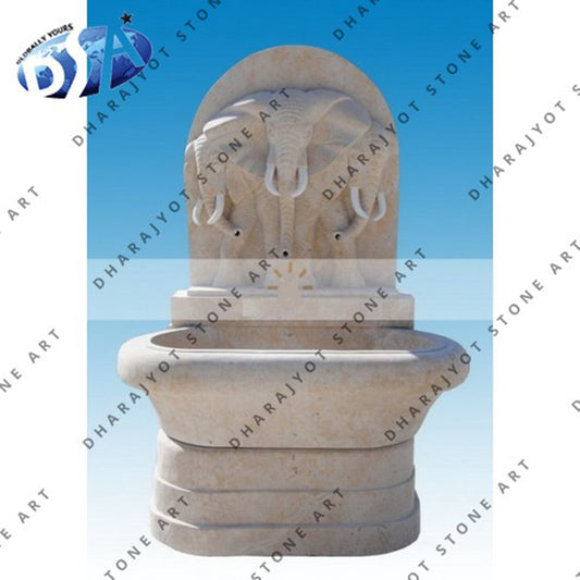 Hand Carved Natural Marble Elephant Trunk Garden Fountain