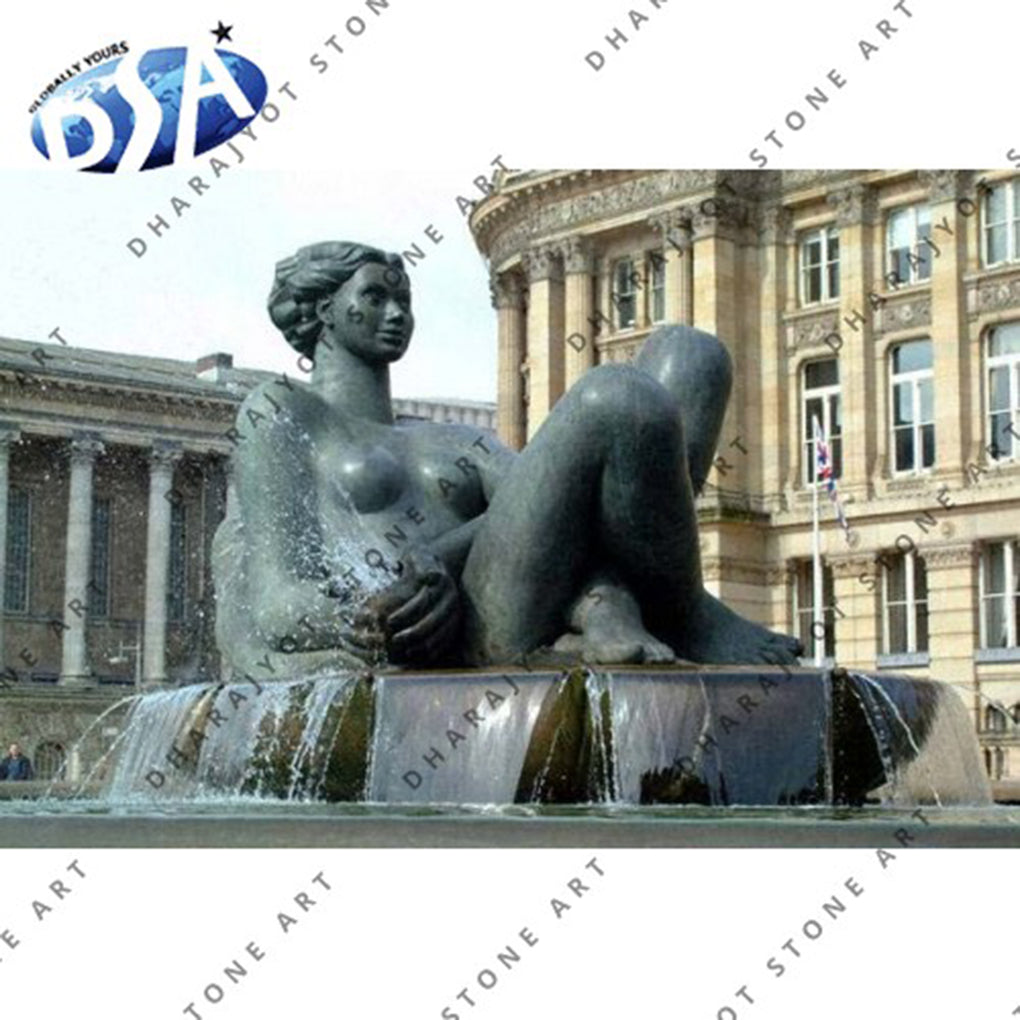 Black Stone Nude Women Statue Victoria Square Fountain