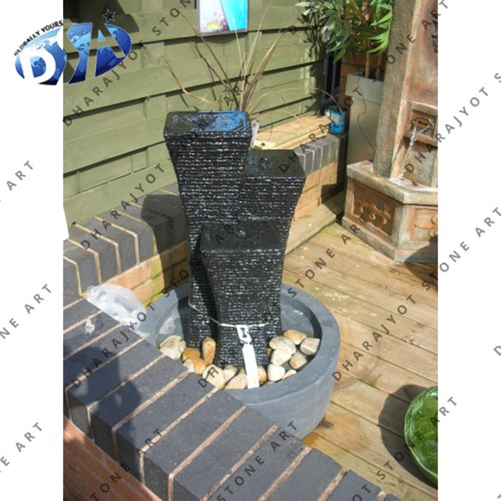 Landscape Decor Outdoor Natural Granite Black Stone Fountain