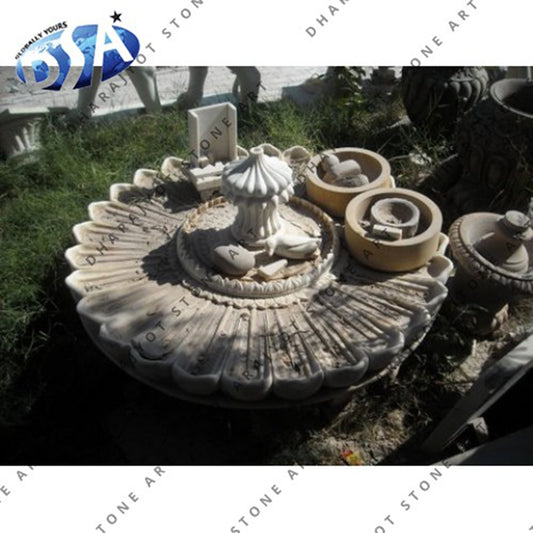 Outdoor Garden White Marble Hand Carved Stone Fountain