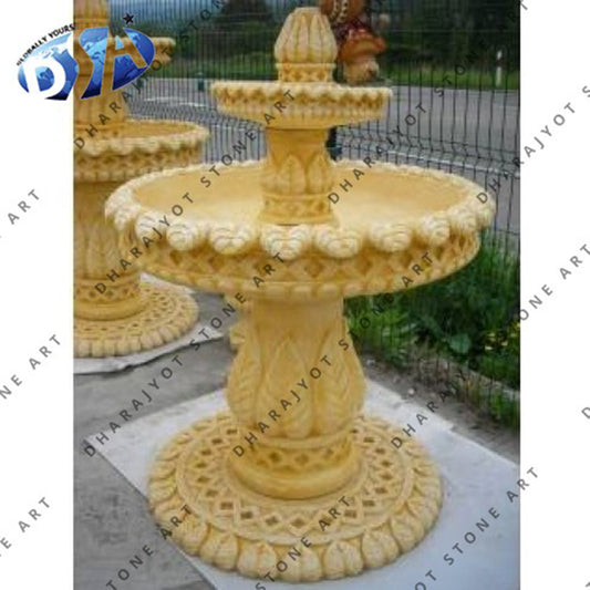 Yellow & Off White Stone Garden Water Fountain