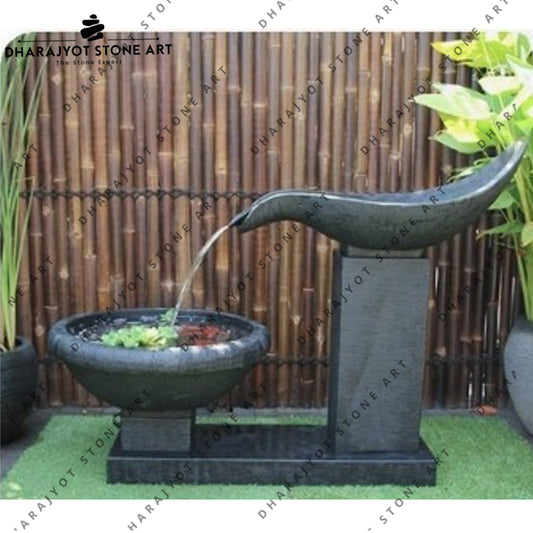 Outdoor Black Marble Stone Freestanding Fountains
