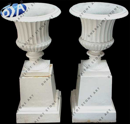 White Marble Indoor Decorative Flower Pot