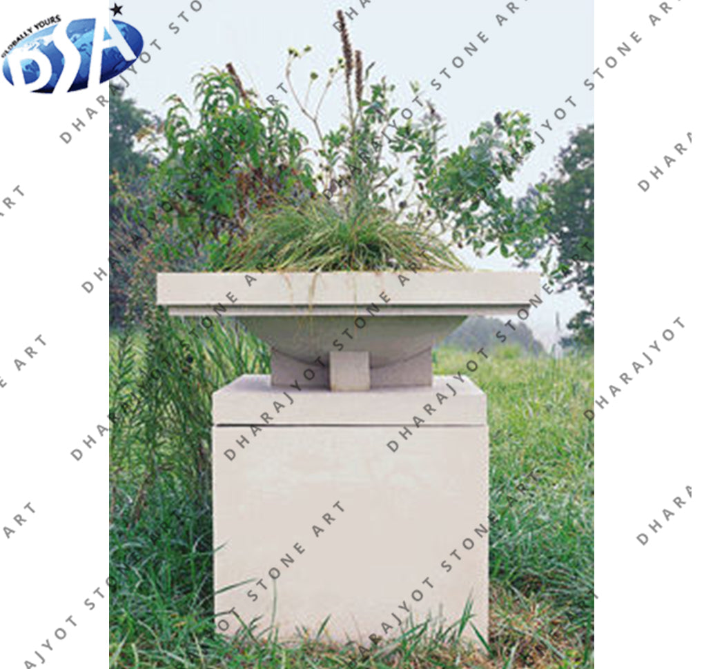 Outdoor Marble Stone Flower Pot & Planter