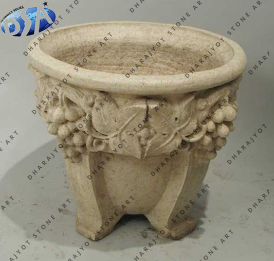 Polished Decorative Sandstone Flower Pot & Planter