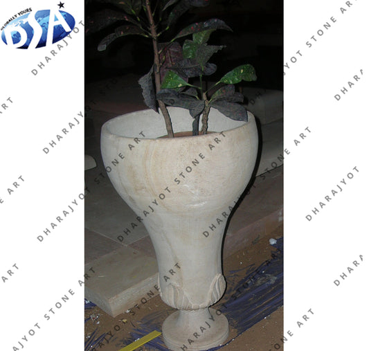 Marble Carved Flower Pot & Planter