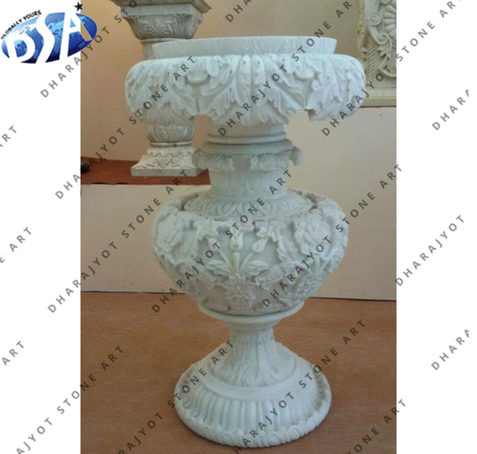 Outdoor Decorative Carved Stone Marble Planter Flower Pot