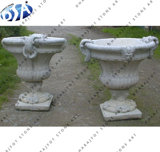 Classical Garden Decoration Hand Carved Marble Flower Pot