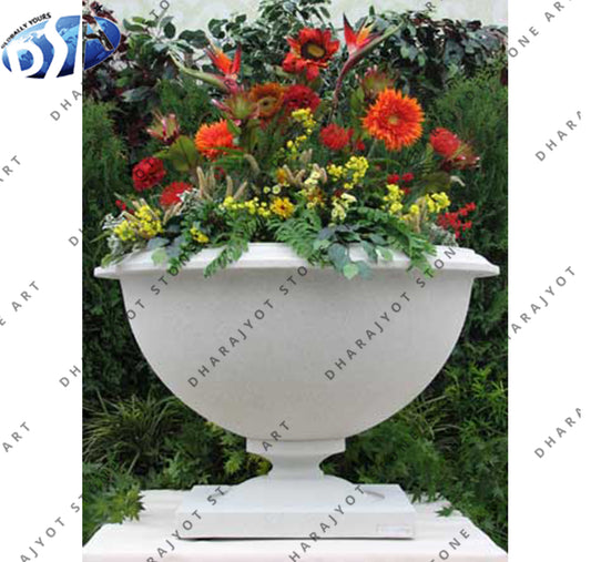 Polished Garden Sandstone Flower Pot & Planter