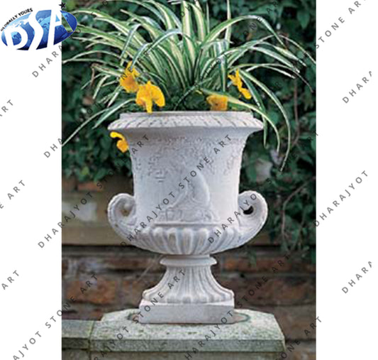 Stone Carved Marble Garden Flower Pot