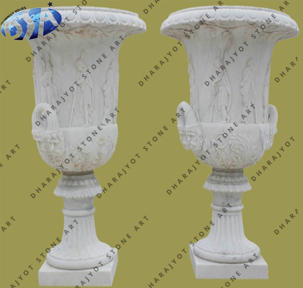 Roman Style Garden Decoration Natural Stone Flower Pot