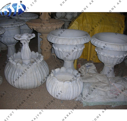 European Style Natural Solid Marble Stone Flower Pot