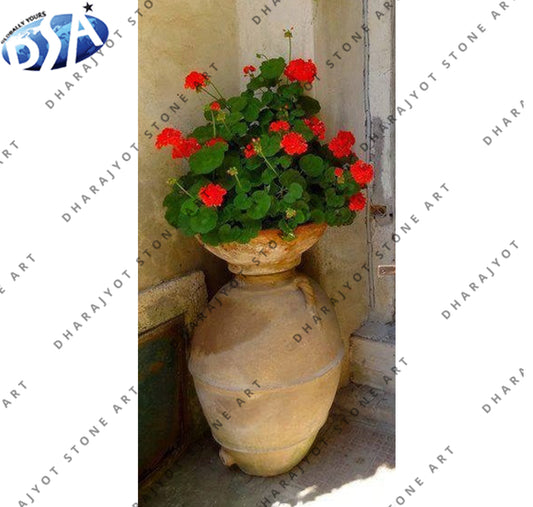 Decoration Yellow Sandstone Flower Pot & Planter