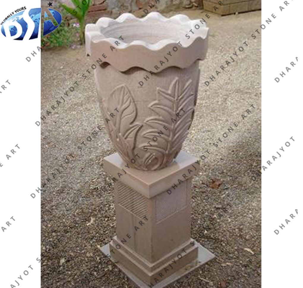 Sandstone Carved Garden Flower Pot Planter