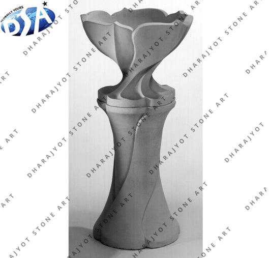 Grey Sandstone Pedestal Flower Pot