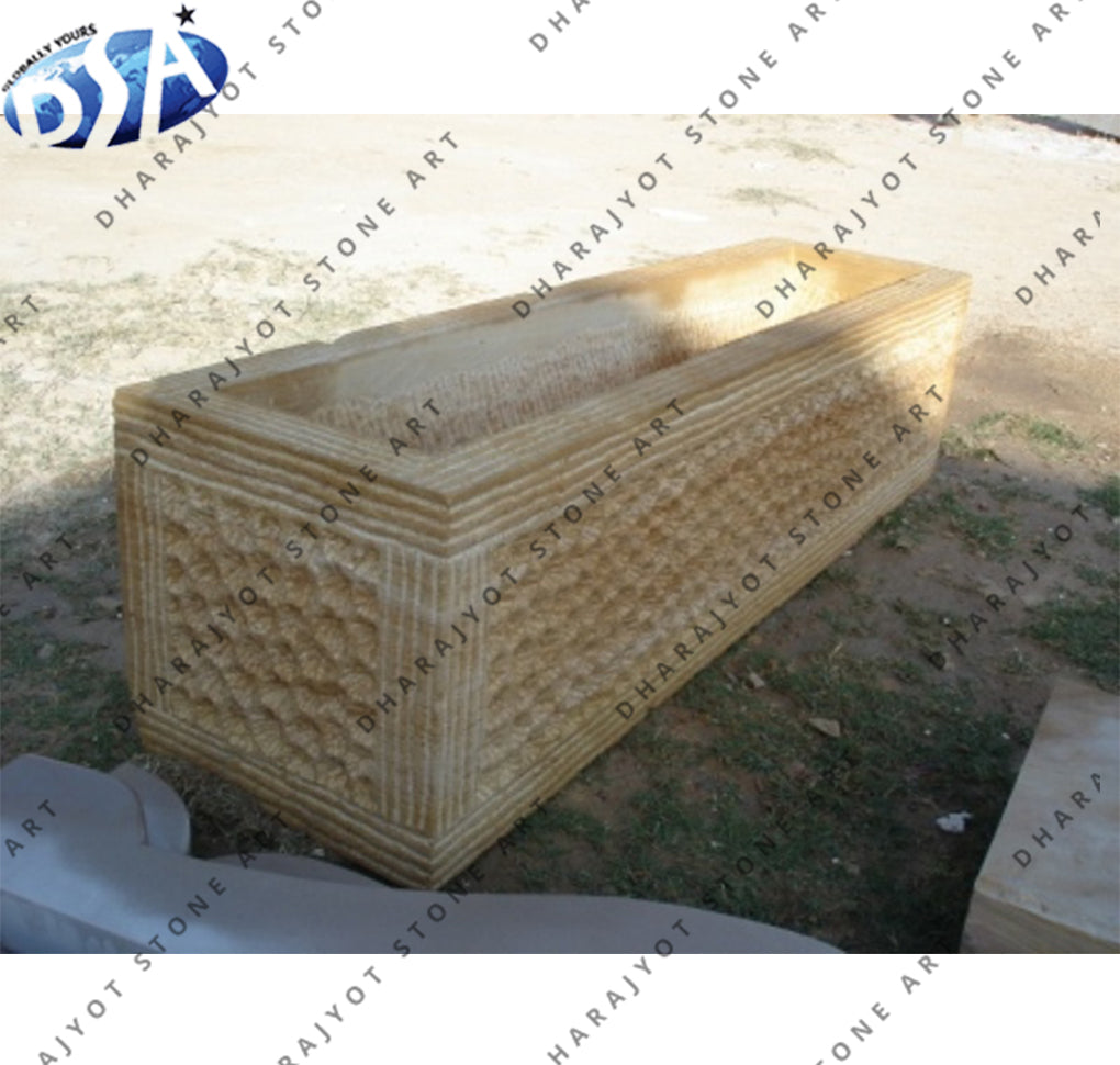 Yellow Antique Sandstone Troughs Planters