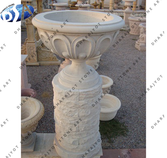 Decoration Sandstone Outdoor Garden Carving Flowerpot