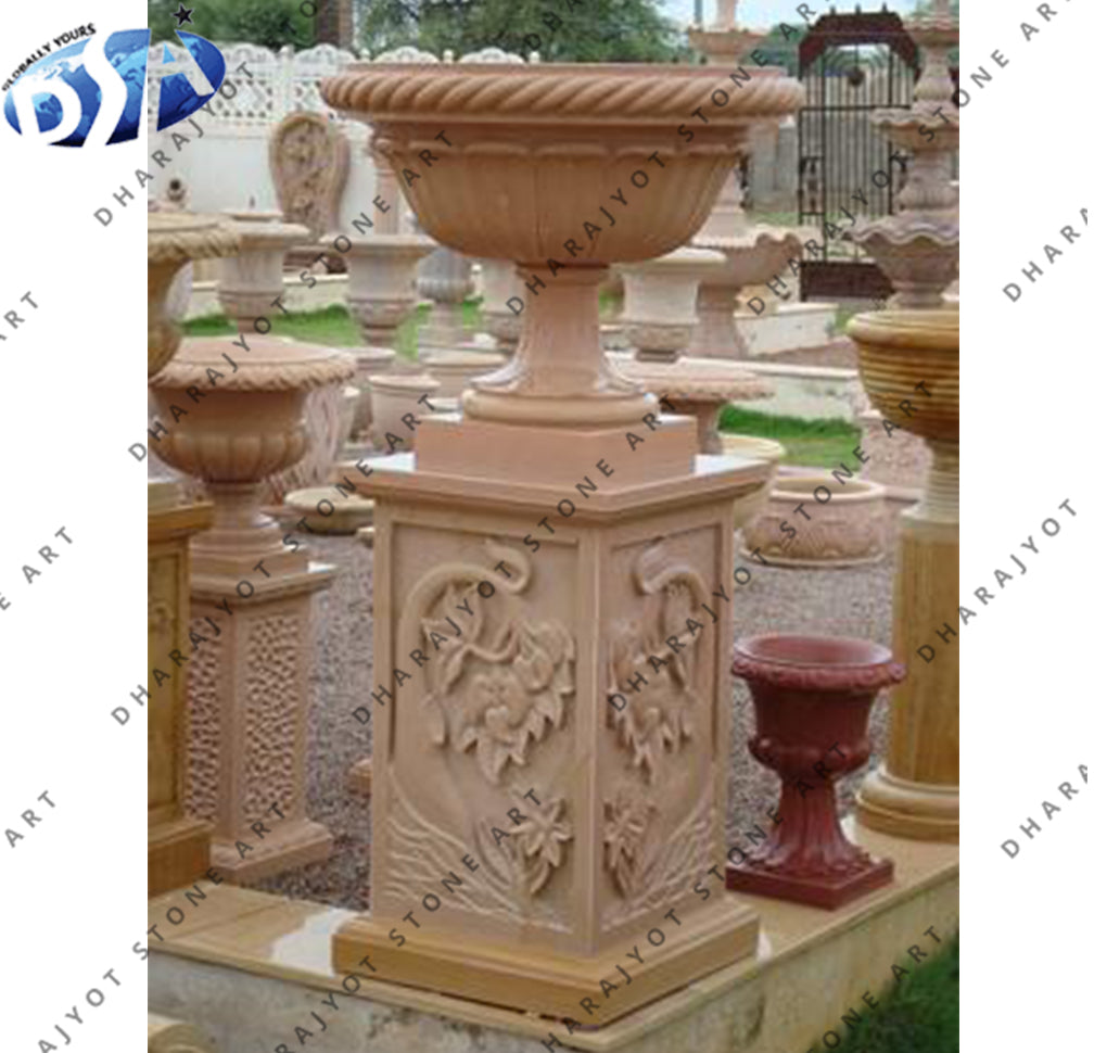 Natural Yellow Brown Sandstone Garden Planters