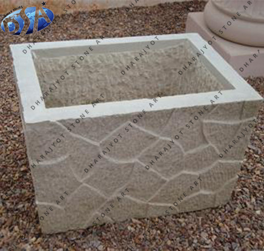White Sandstone Rectangle Planter Box