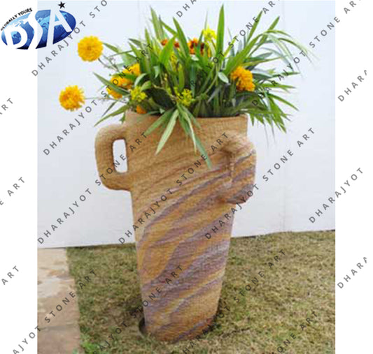 Outdoor Beige Sandstone Planter
