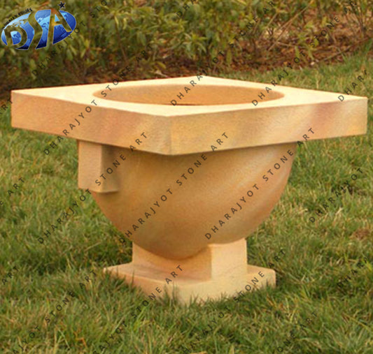 Outdoor Yellow Sandstone Garden Flower Plantrer
