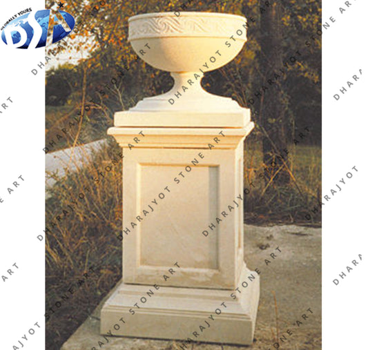 Polished Natural Beige Sandstone Flowerpot