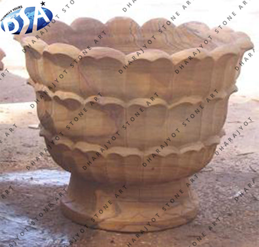 Yellow Decoration Sandstone Flower Pot Planter