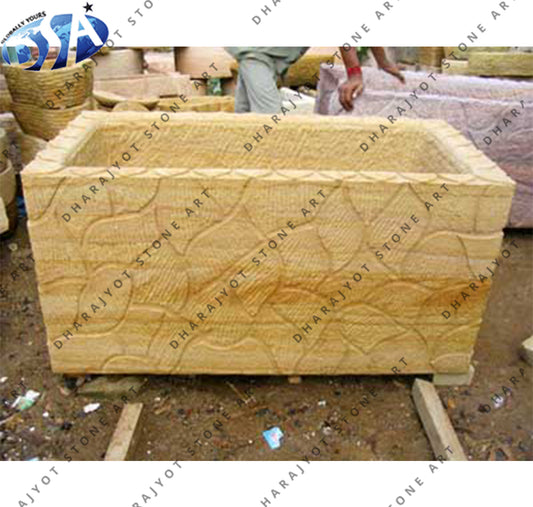 Outdoor Rectangular Natural Stone Garden Planter