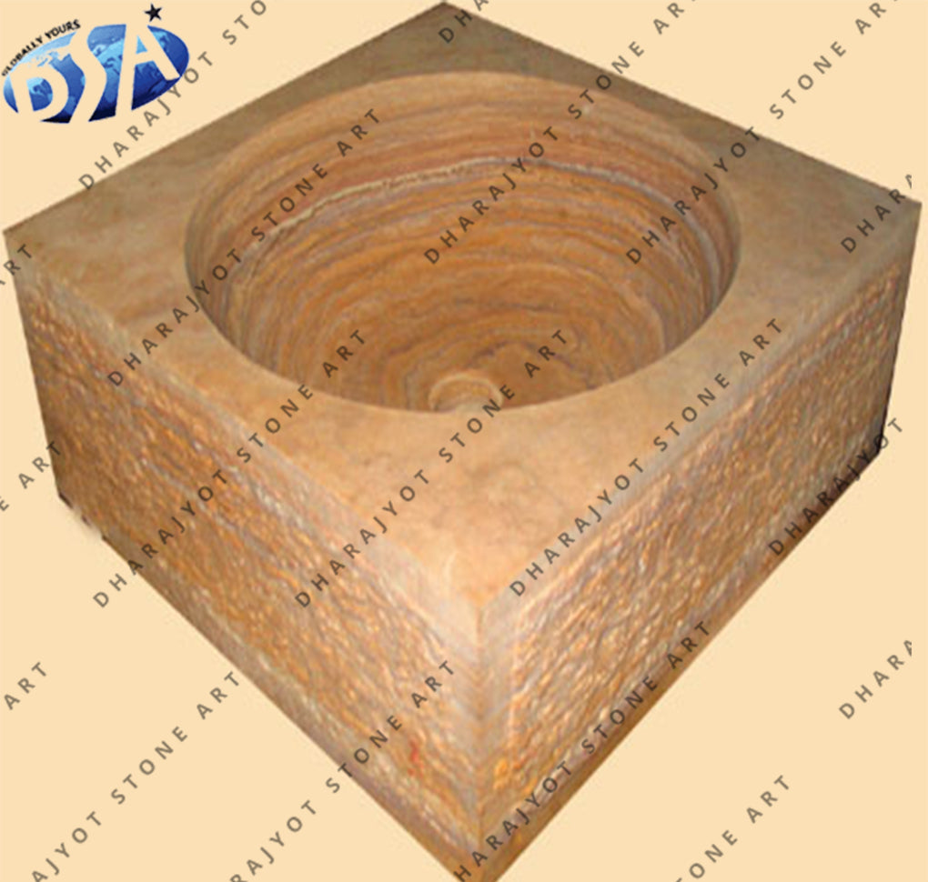 Brown Square Sandstone Flower Planter