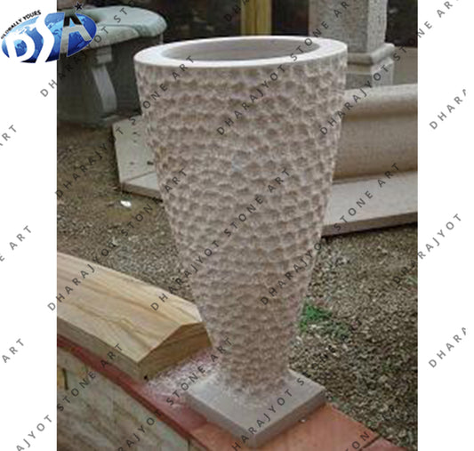 White Sandstone Decorative Stone Garden Pots