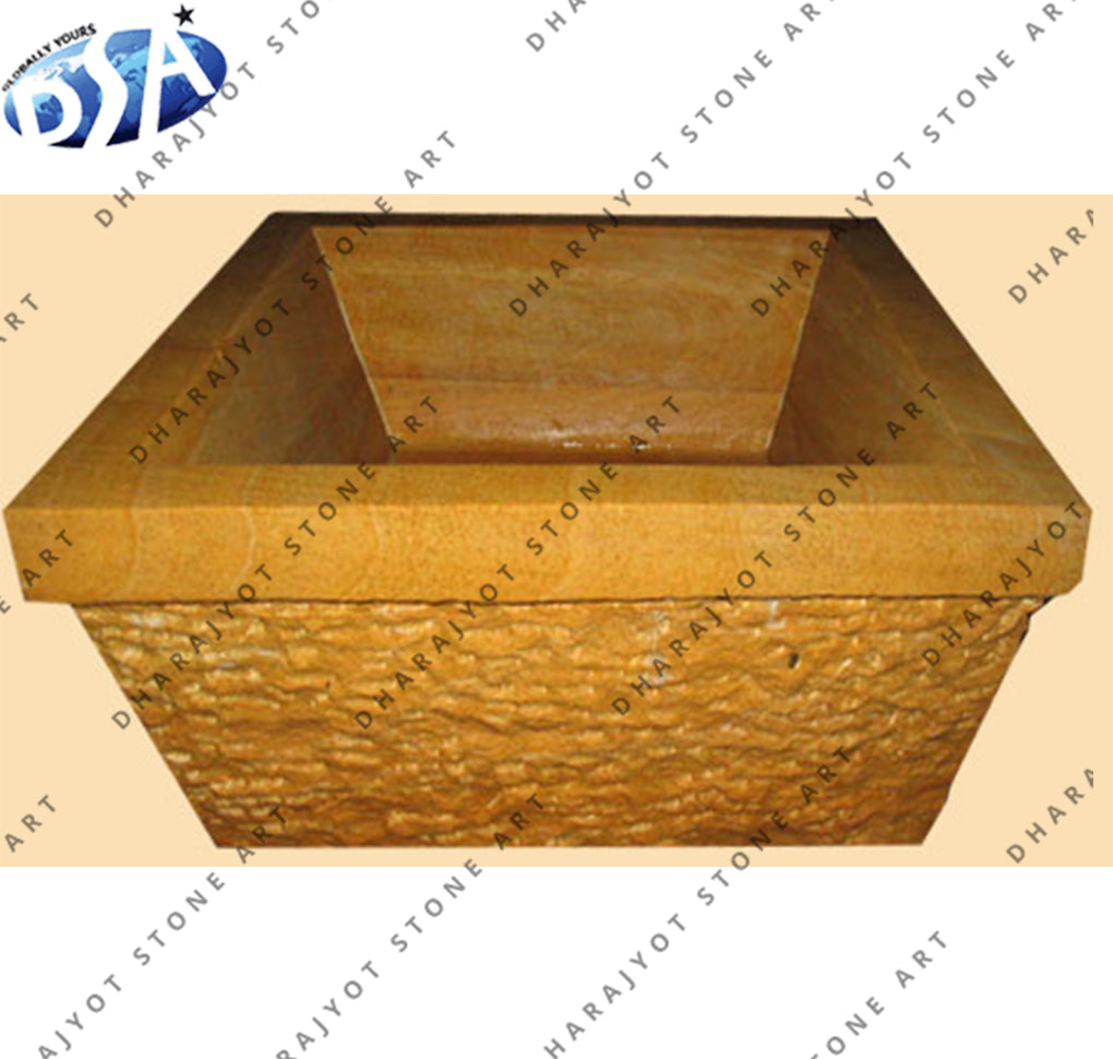 Rectangular Yellow Sandstone Flower Pot