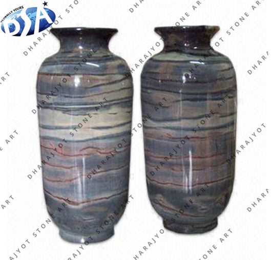 Home Decoration Polished Stone Flower Vases And Pots