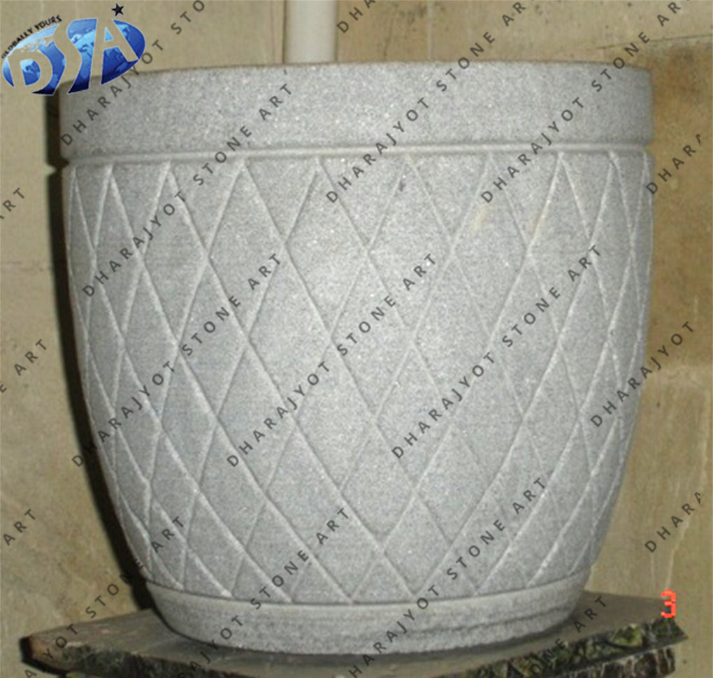 Outdoor Use Grey Sandstone Flower Pot