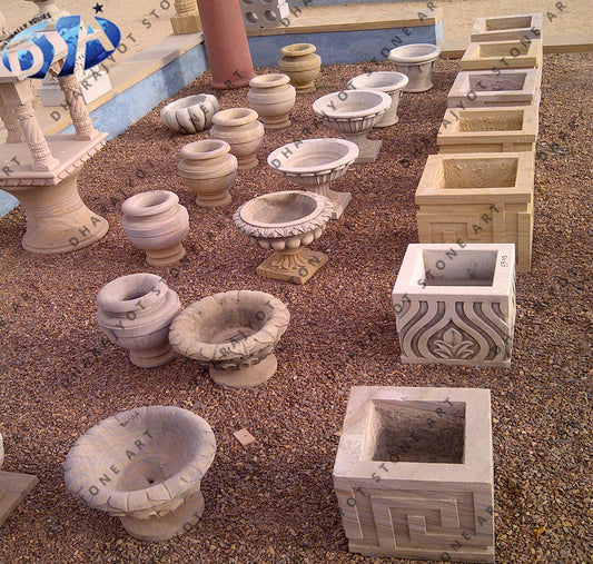 Yellow Sandstone Handicrafts Garden Bowls Planter