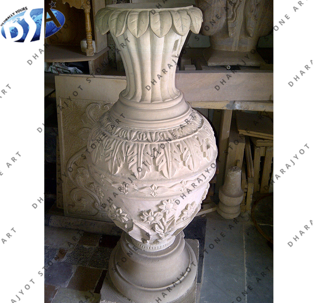 Garden Decoration Hand Carved Flower Pot