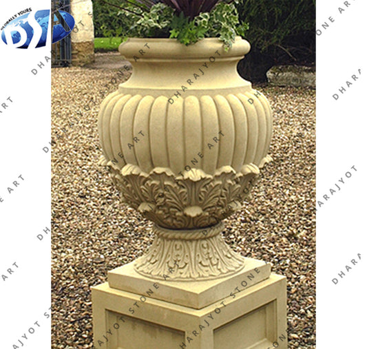 Custom Outdoor Garden Carving Sandstone Planter Pot