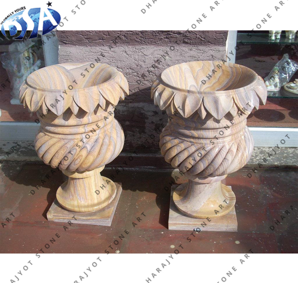 Brown Sandstone Rainbow Flower Pot