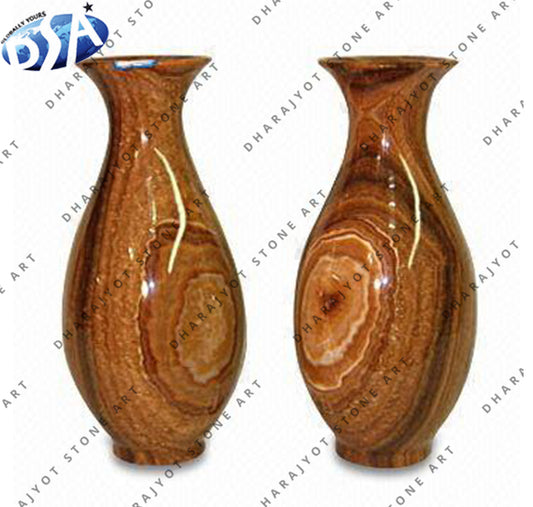 Decoration Bottle Shape Polished Stone Flower Vase