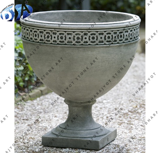 Outdoor Vintage Grey Sandstone Flower Pot