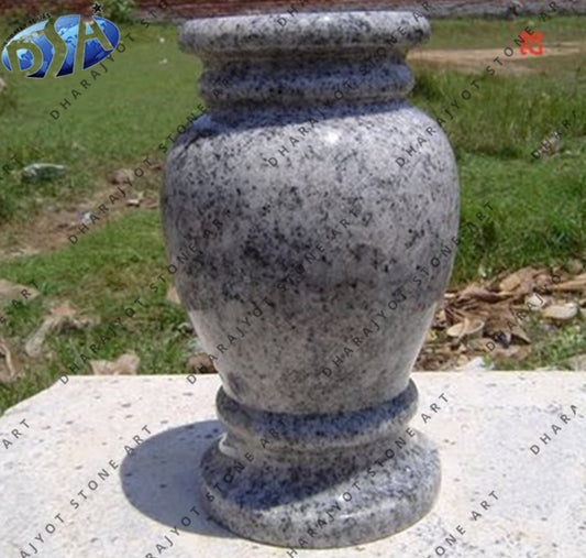 Customized Round Shape Black Granite Stone Vase