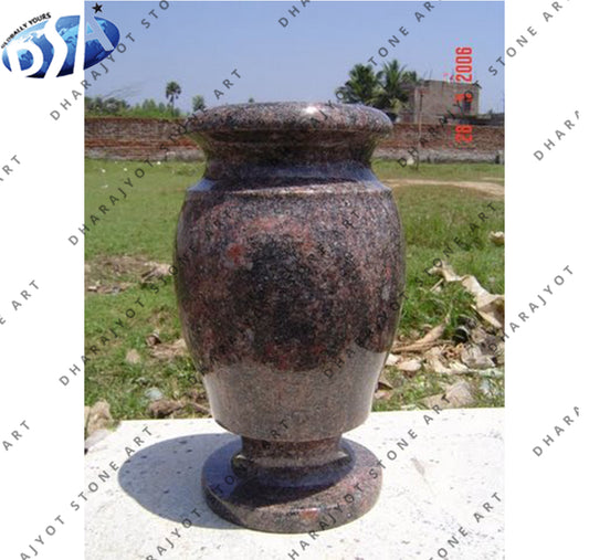 Black Polished Granite Flower Vase